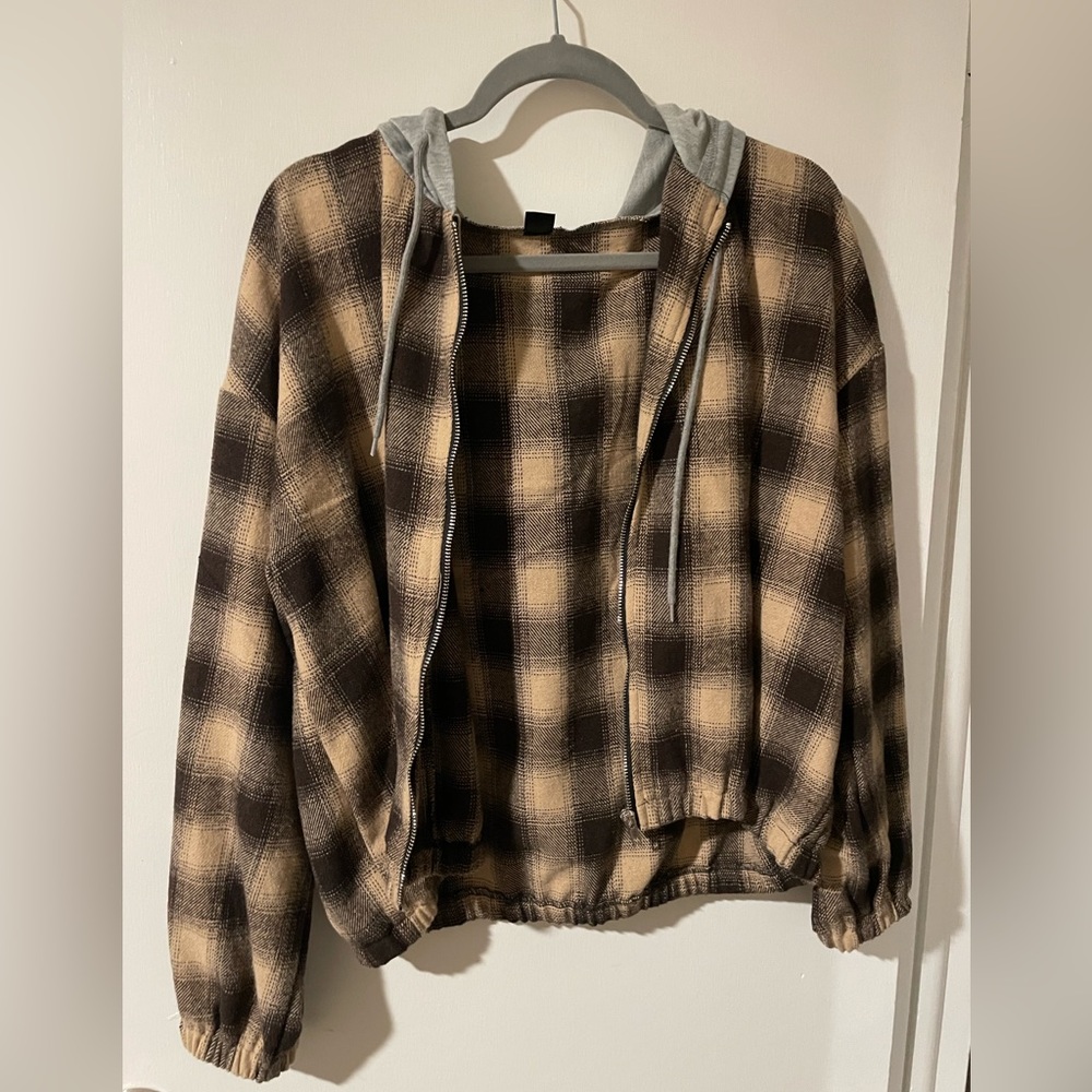 Plaid zip up sweater